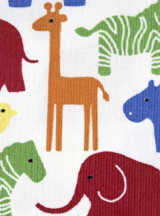Babycord Stoff mit bunten Tieren / Westfalenstoffe